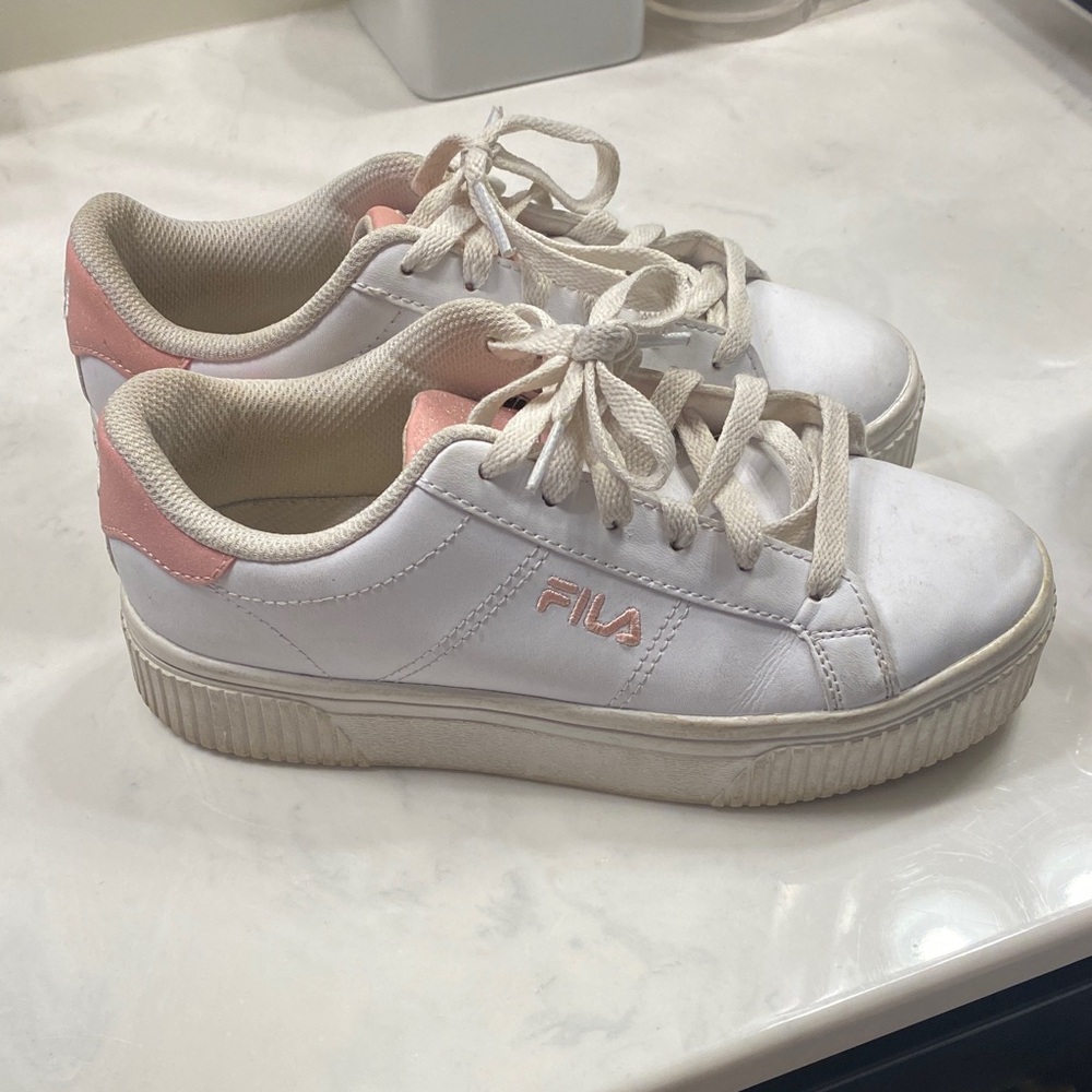 Fila Sneakers in White and Pink - Picture 1 of 5